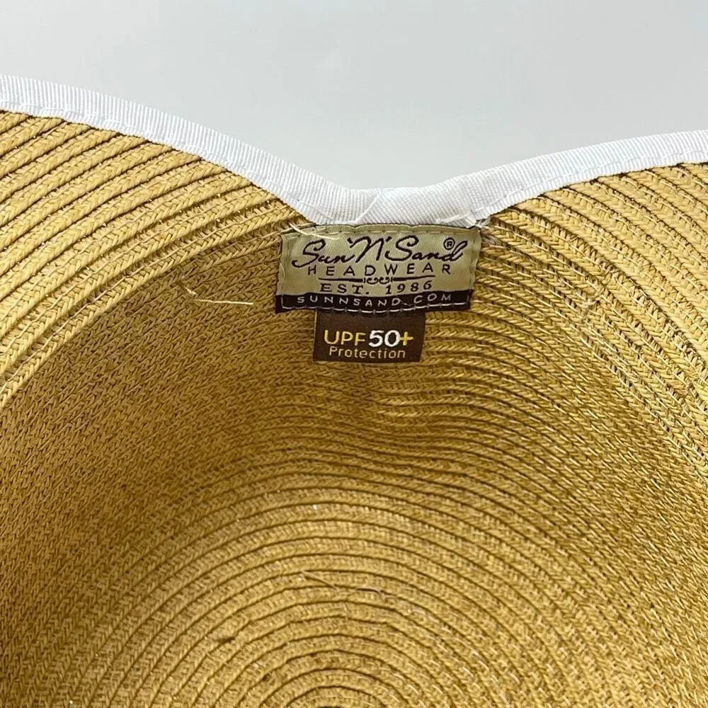 Sun N Sand Floppy Open Back Face Saver Sun Hat Cap 100% Paper Women’s OSFM